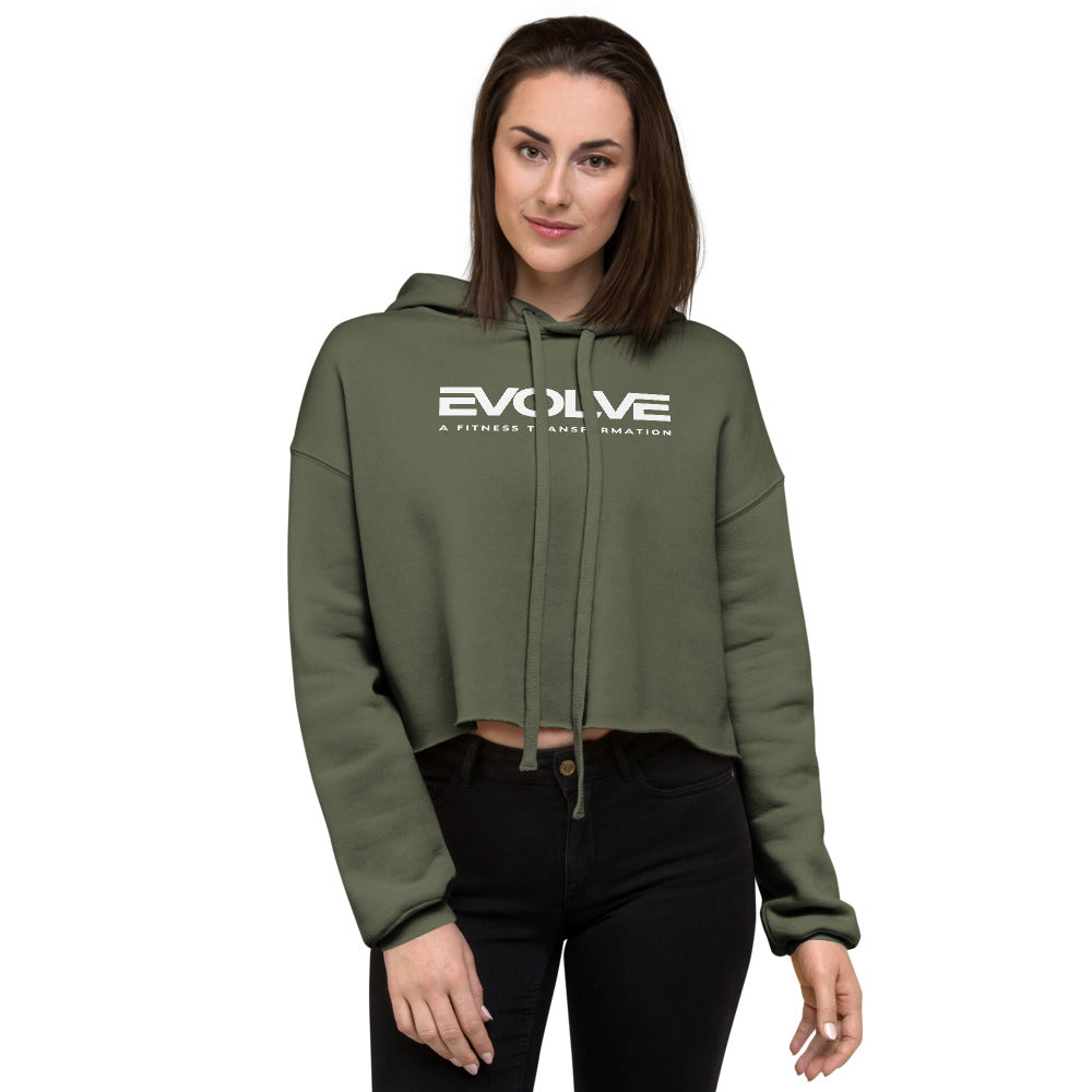 Olive/White Crop Hoodie